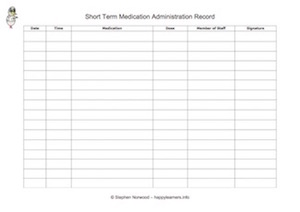 Short Term Medication Administration Record